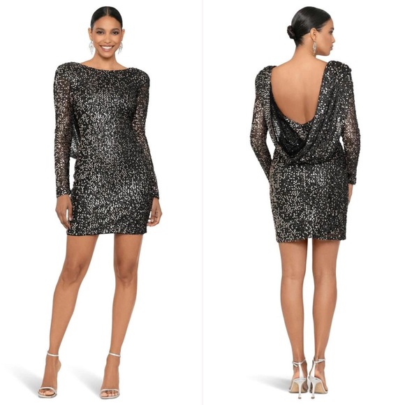 Betsy & Adam Dresses & Skirts - NWT | Betsy & Adam | Long Sleeve Raindrop Sequin Drape Dress | Sz 4